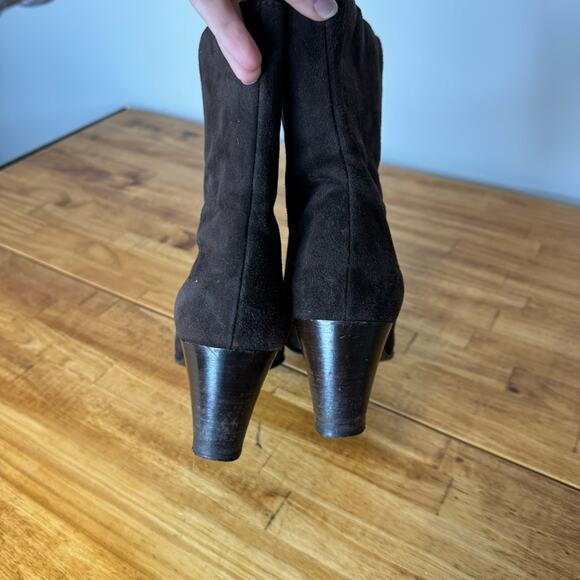 Aquatalia Dark Brown Suede Leather Side Zip Heeled Boots Size 8.5 - Picture 7 of 7